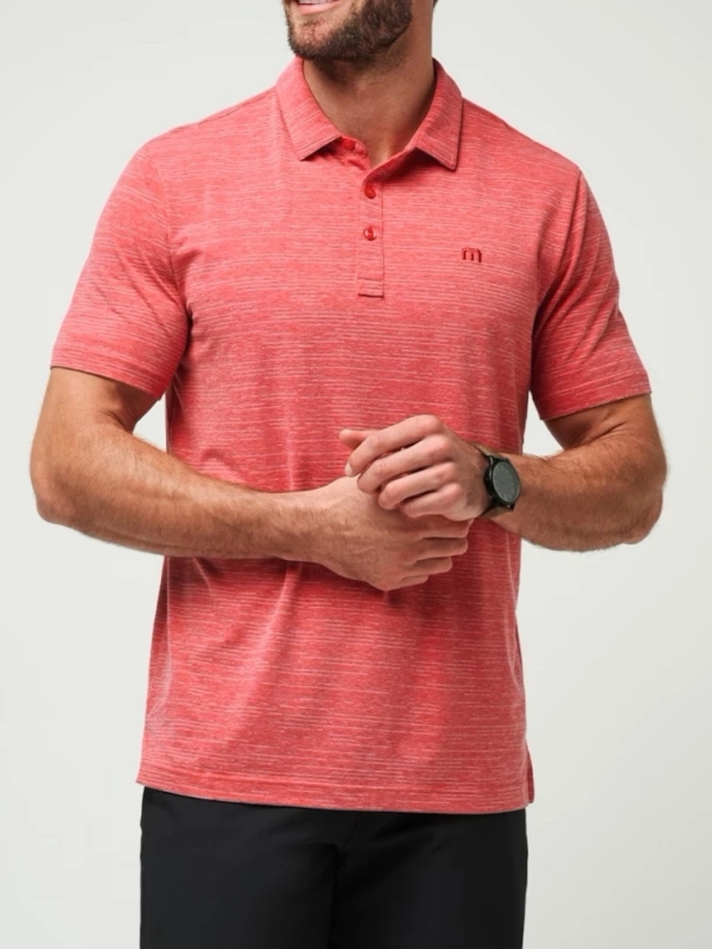 TravisMathew Mens Polo Shirt Size S Small Heathered Red Golf Performance Casual